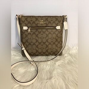 Coach Rowan File bag Signature Canvas Khaki/Chalk Pristine